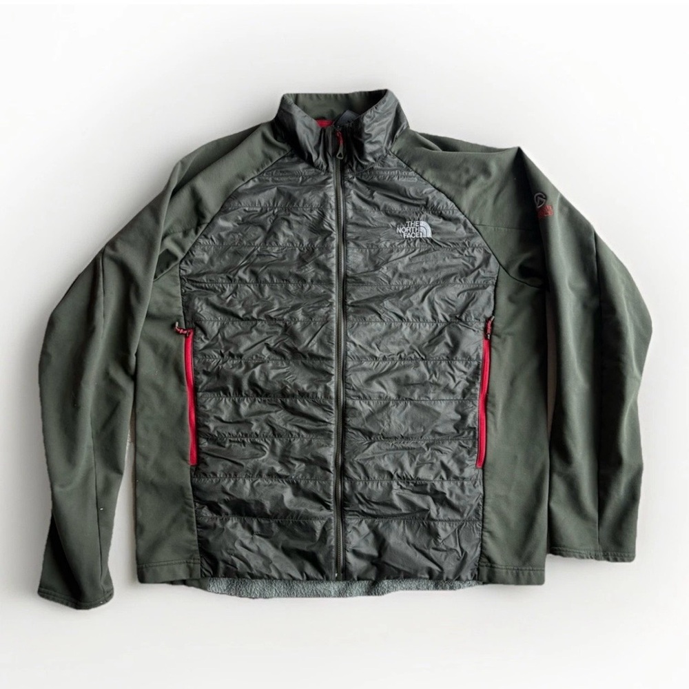 North Face Army Green Summit Series Hybrid Jacket Mens XL Mid Layer Full Zip